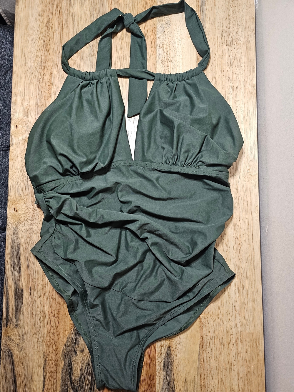 Women's Halter One-Piece Swimsuit in Olive Green